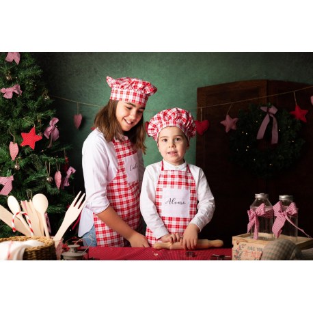 Conjunto delantal y gorro de cocinero