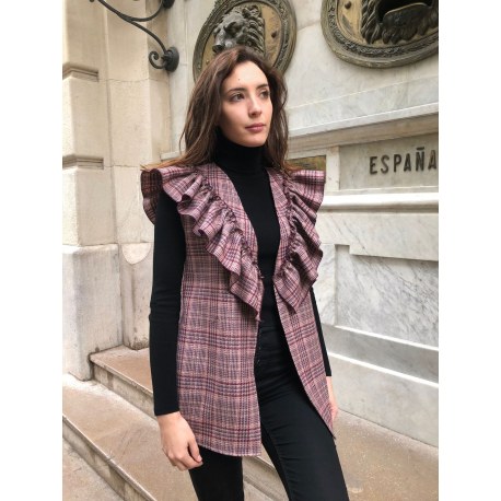 Chaleco cuadro Gales rosa